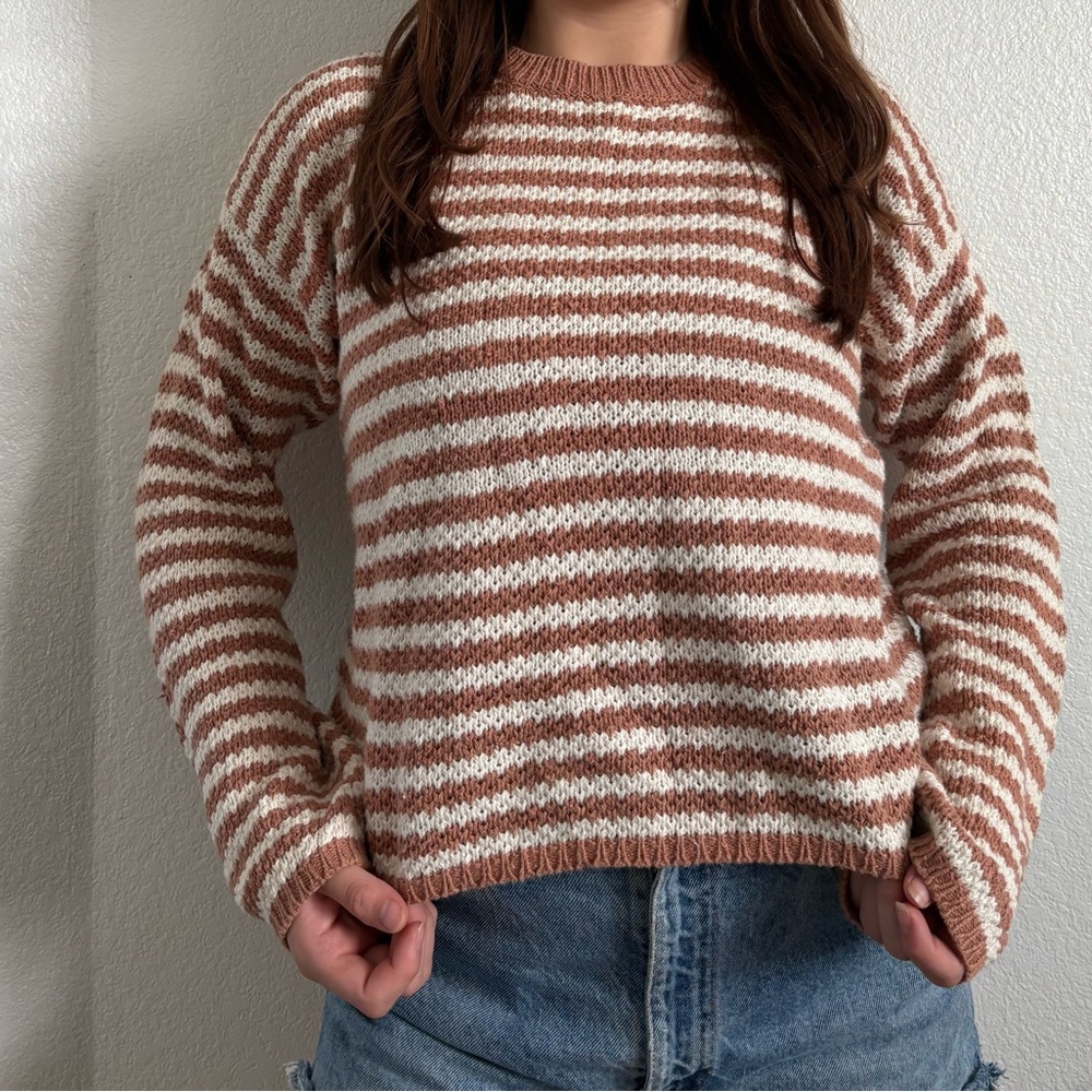 Striped Brown and White Women's Sweater
